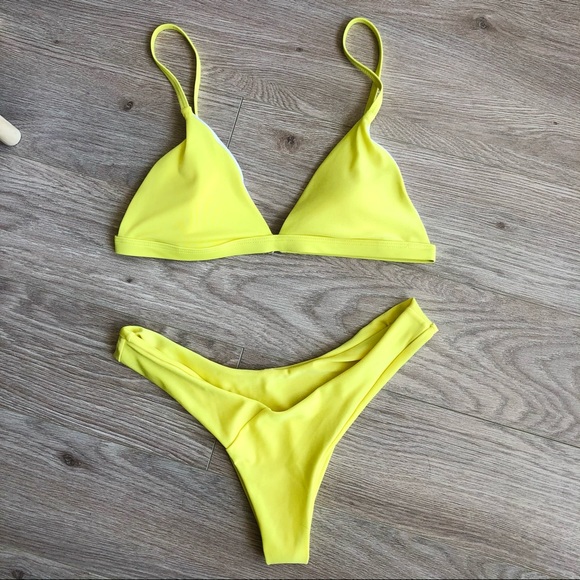 5/$20 Bright yellow bikini, size small - Picture 2 of 8